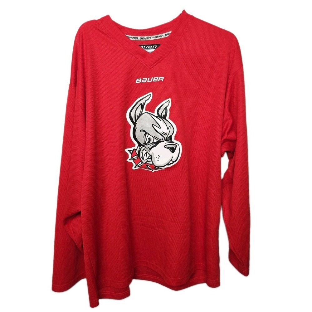 Vintage Bauer Boston University Terriers Hockey Jersey Size XL Red/Black READ